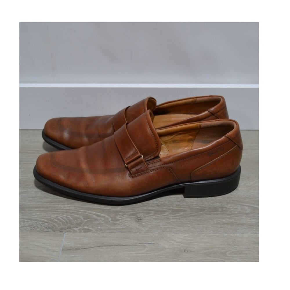 ecco Edinburg Men's Honey Brown Leather Slip on Buckle Loafers EU 44 US 10